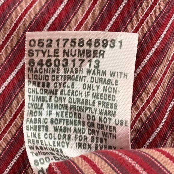 Vintage Men's Dockers Red Striped XL Button Down Shirt Cotton Long Sleeve - Picture 6 of 10